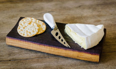Cheese board made from authentic red wine barrels